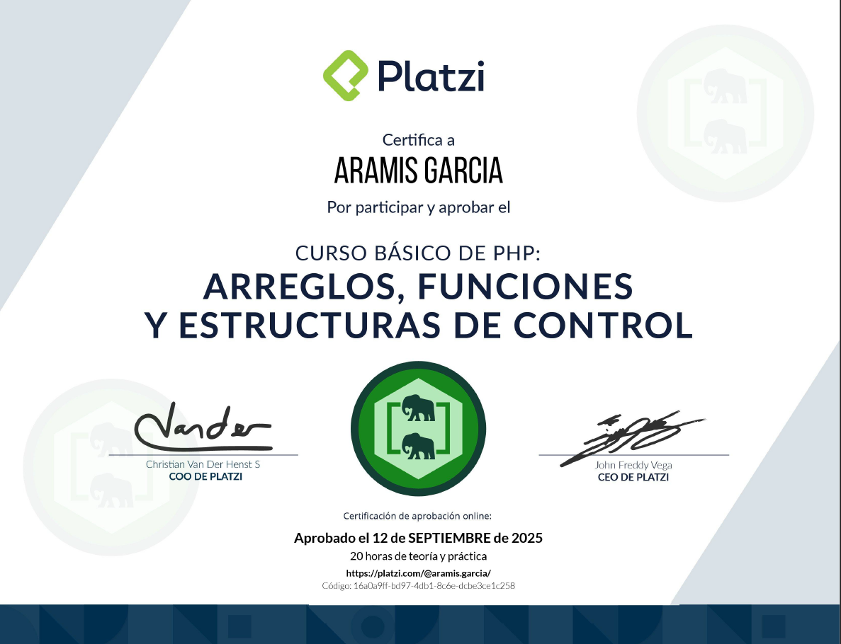 Arreglos, funciones y estructuras de control en PHP